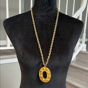 Gold Oval Pendant Necklace